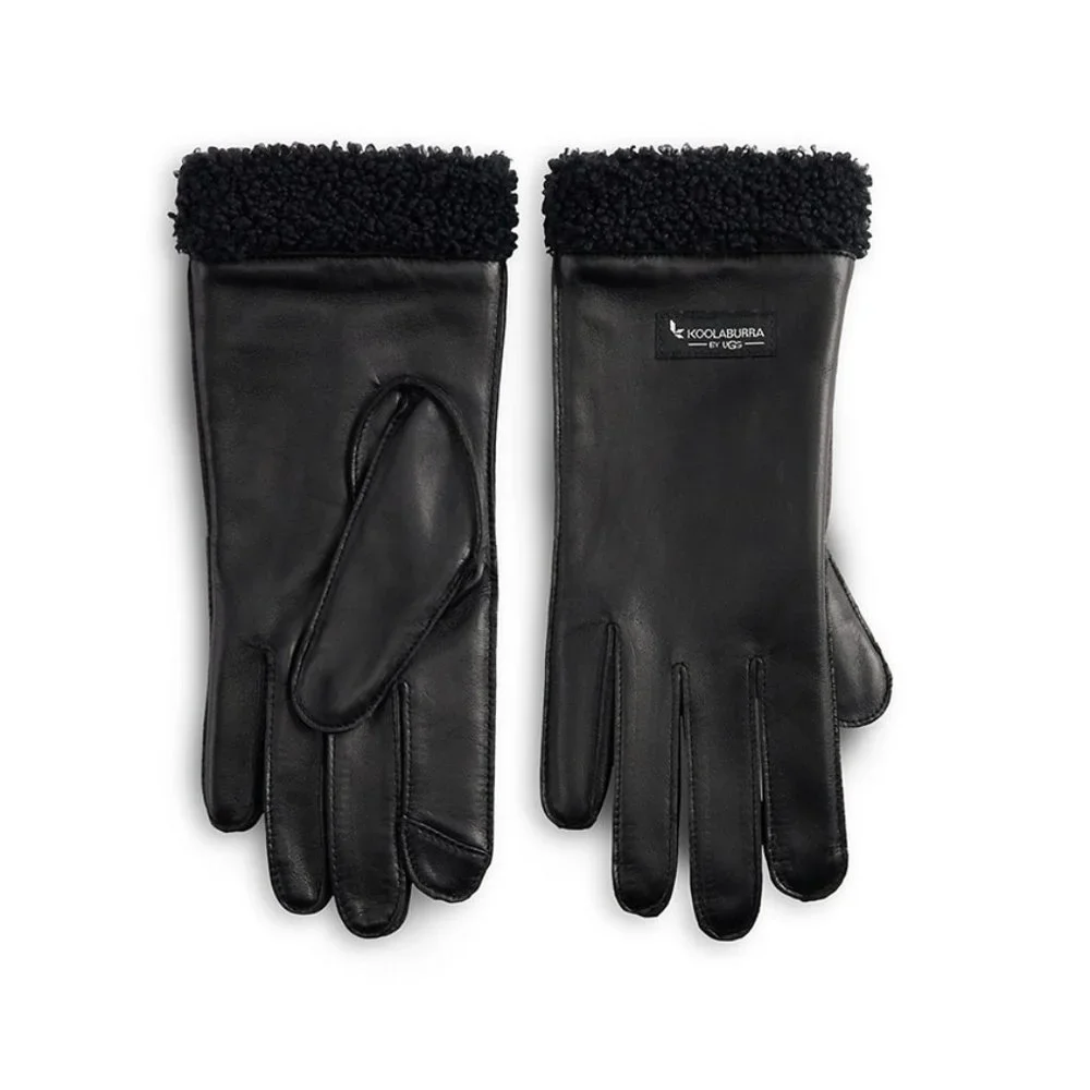 UGG Koolaburra Sherpa Lined Leather Gloves Black